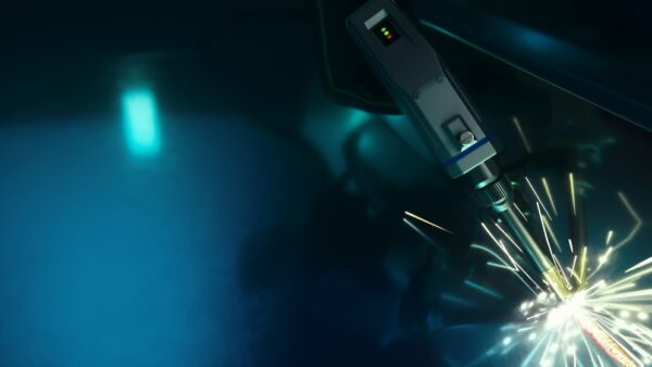 torch of a laser welder in action