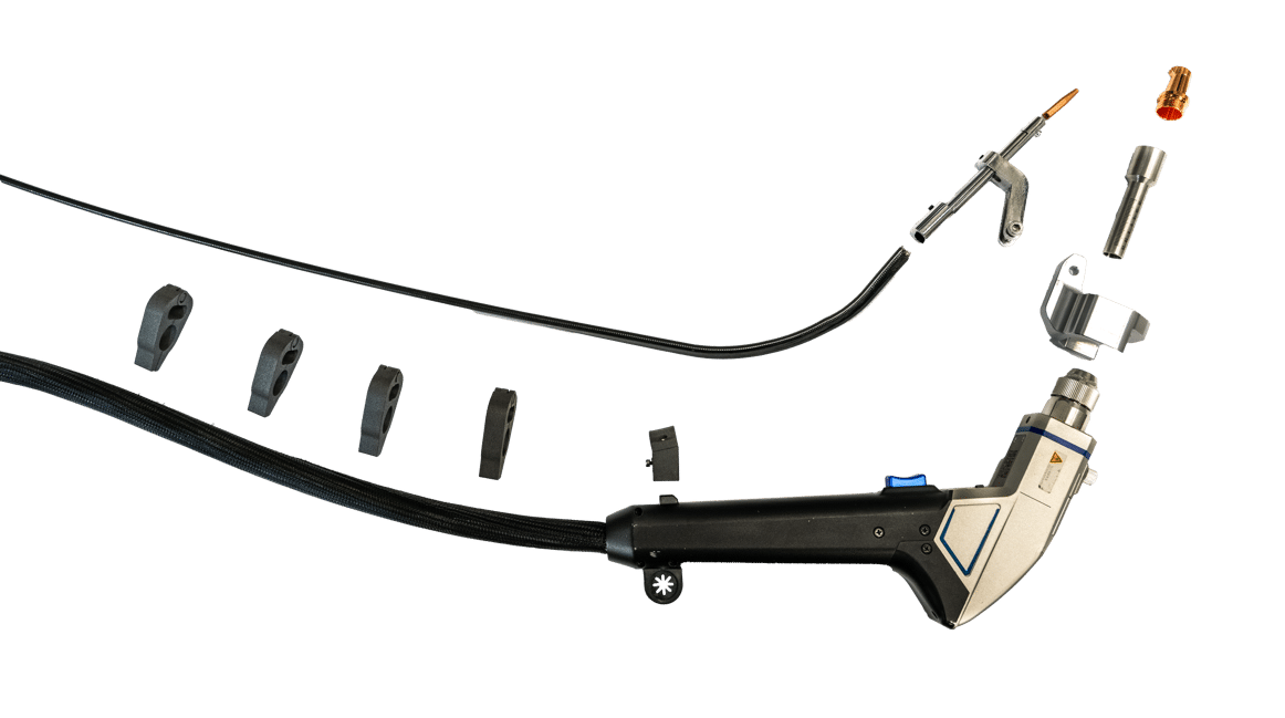 Mounting the dual-wire feed on the hand torch